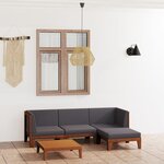 vidaXL Salon de jardin 5 Pièces avec coussins Bois d'acacia solide