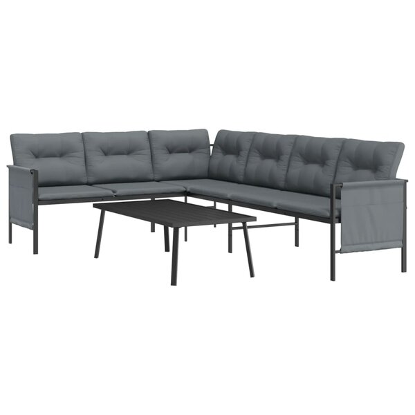 Salon de jardin meuble d'extérieur ensemble de mobilier 2 pièces anthracite acier 02_0015880