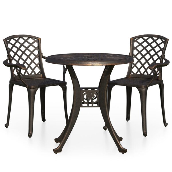 Ensemble de bistro jardin meuble extérieur terrasse 3 pièces aluminium coulé bronze 02_0013507