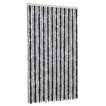 vidaXL Rideau anti-mouches gris et noir 100x230 cm chenille