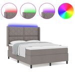 Lit Box Spring vidaXL avec Matelas & LED Taupe 140x190 cm en Tissu