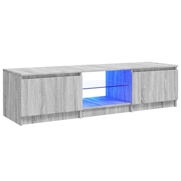 vidaXL Meuble TV avec lumières LED Sonoma gris 140x40x35 5 cm