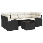 vidaXL Ensemble de Canapé de Jardin 7 pièces avec Coussins en Poly Rattan Noir