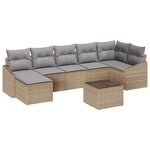 vidaXL Ensemble de canapé de jardin 8 pièces avec coussins en rotin noir poly