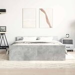 vidaXL Cadre de lit sans matelas gris béton 135x190 cm