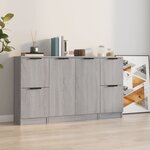 vidaXL Buffets 3 Pièces Sonoma gris Bois d'ingénierie