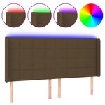 vidaXL Tête de lit à LED Marron foncé 203x16x118/128 cm Tissu