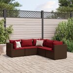vidaXL Salon de jardin 5 Pièces avec coussins Marron Résine tressée