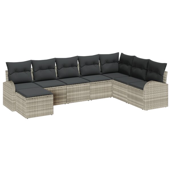 vidaXL Ensemble de canapé de jardin 8 pièces avec coussins en rattan poly gris clair