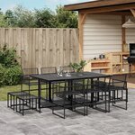 vidaXL Ensemble à manger de jardin 11 Pièces noir résine tressée
