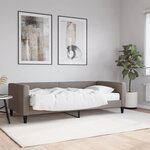 vidaXL Lit de jour avec matelas taupe 90x200 cm tissu