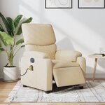 vidaXL Fauteuil inclinable de massage électrique crème tissu