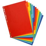 Intercalaires Carte Lustrée 400g 12 Positions - A4 - Couleurs Assorties - X 25 - Exacompta