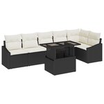 vidaXL Ensemble de canapés de jardin avec coussins noirs en rotin poly
