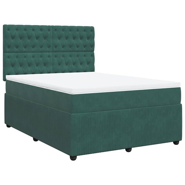 vidaXL Sommier à lattes de lit et matelas Vert foncé 160x200cm Velours