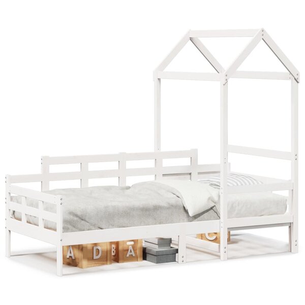 vidaXL Lit de jour avec toit sans matelas blanc 90x190 cm bois massif