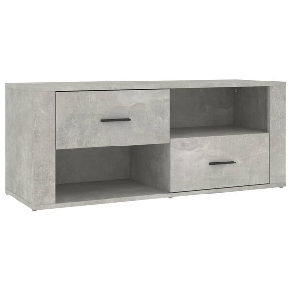vidaXL Meuble TV Gris béton 100x35x40 cm Bois d'ingénierie