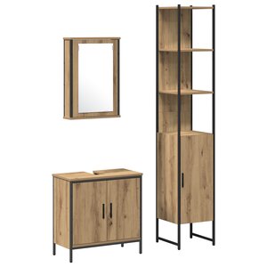 vidaXL Ensemble de meubles de salle de bain 3 pièces en chêne artisan  en bois d'ingénierie