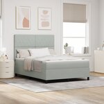 Lit à ressorts avec matelas vidaXL Gris clair 140x200 cm Velours