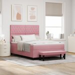 vidaXL Lit à ressort avec matelas & banc rose 140x200 cm en velours