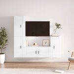 vidaXL Ensemble de meubles TV 4 Pièces Blanc brillant Bois d'ingénierie