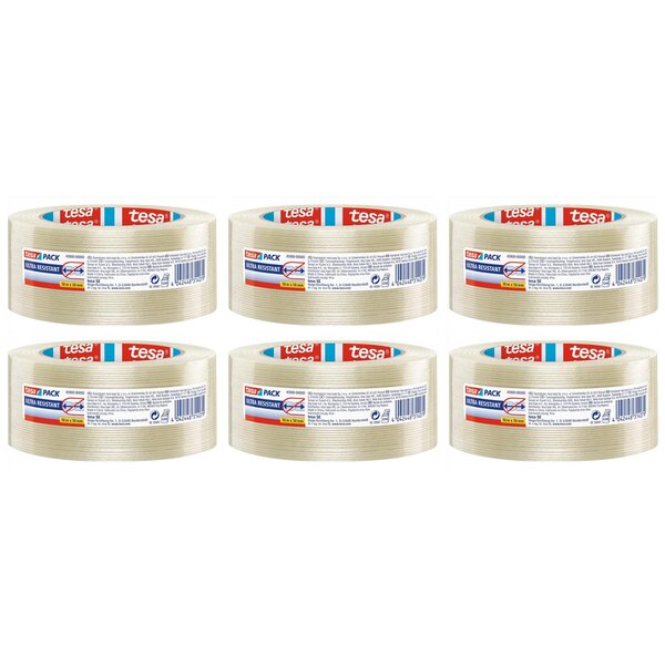 Ruban Adhésif d'Emballage Monofilament 50 m x 50 mm Transparent Ultra resistant x 6 TESA