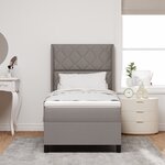 lit box spring vidaXL avec matelas et LED - taupe  100x200 cm en tissu