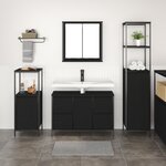 Ensemble de meubles de salle de bain 3 pièces vidaXL - Chêne noir en bois d'ingénierie