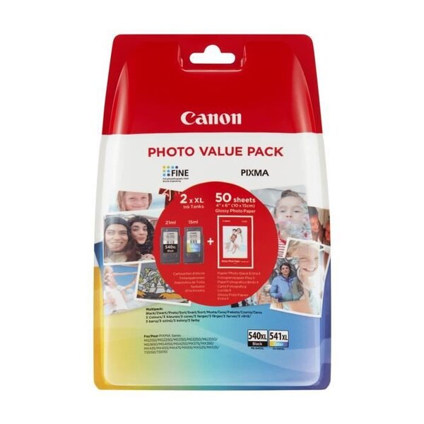 Canon pack de 2 cartouches pg-540xl/cl-541xl - 3 couleurs + noir - xl