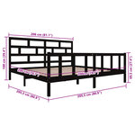 vidaXL Cadre de lit sans matelas noir bois massif 200x200 cm