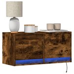 vidaXL Meuble TV mural avec lumières LED chêne fumé 80x31x35 cm