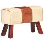 vidaXL Banc saut de cheval 58 cm marron cuir véritable et manguier