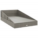 vidaXL Lit de jardin Gris 110x200 cm Résine tressée