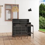 vidaXL Ensemble de bar de jardin avec coussins 3 Pièces Gris