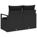 Canapé de jardin 2 places vidaXL avec rangement et coussins en poly rattan noir