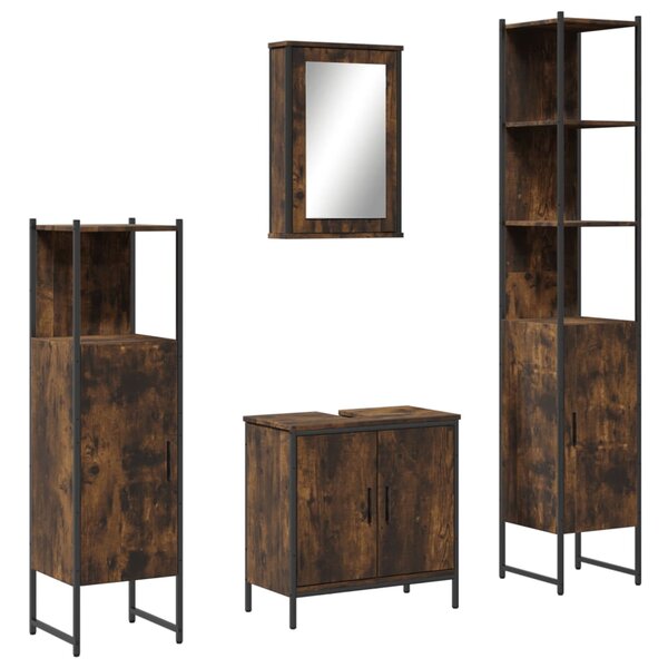vidaXL Ensemble de meubles de salle de bain 4 Pièces Chêne fumé Bois