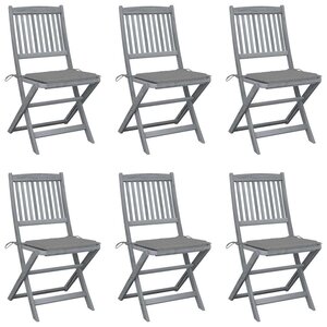 vidaXL Chaises pliables d'extérieur lot de 6 et coussins Bois d'acacia