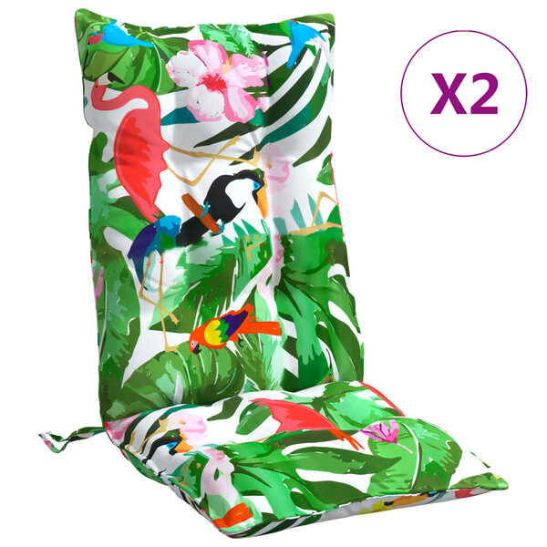 vidaXL Coussins de chaise à dossier haut lot de 2 multicolore