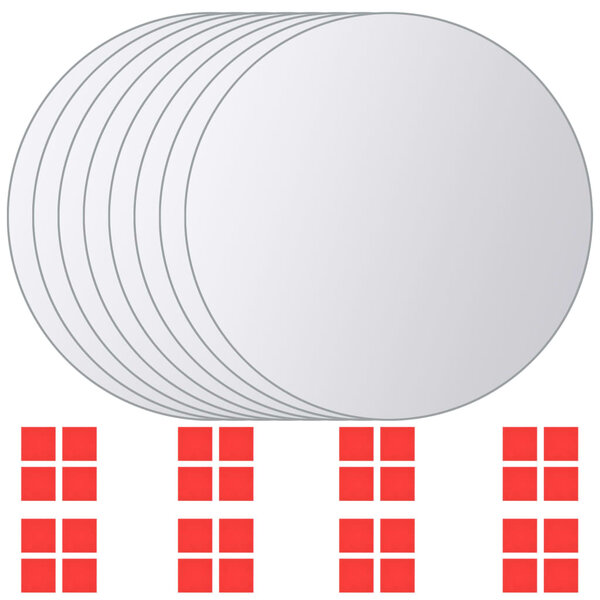 vidaXL Carreau de miroir 8 Pièces Rond Verre