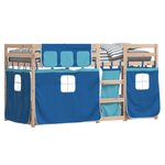 vidaXL Lit superposé avec rideaux bleu 75x190 cm bois pin massif