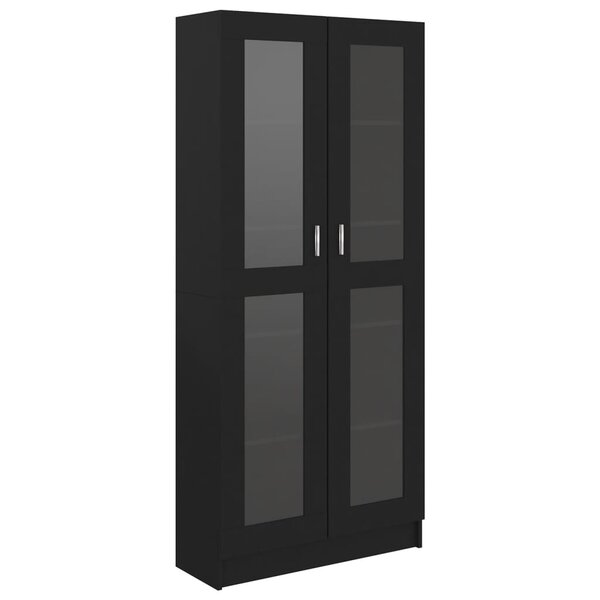 vidaXL Armoire à vitrine Noir 82 5x30 5x185 5 cm Bois d’ingénierie
