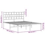 vidaXL Cadre de lit métal sans matelas et tête de lit noir 160x200 cm