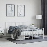 vidaXL Cadre de lit métal sans matelas et pied de lit blanc 135x190 cm