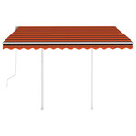 vidaXL Auvent rétractable automatique poteaux 3 5x2 5 m Orange marron