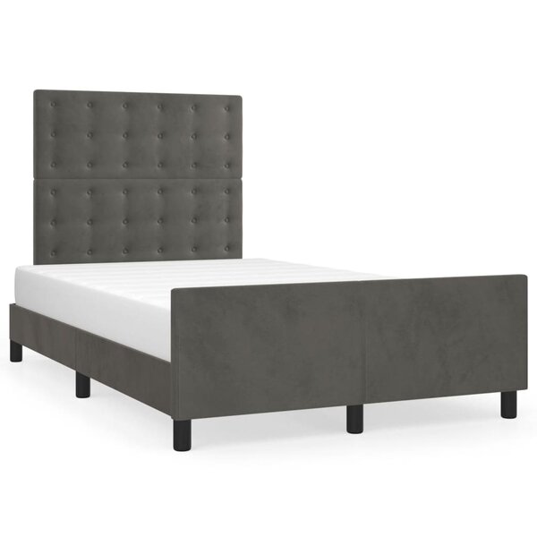 vidaXL Cadre de lit avec tête de lit gris foncé 120x190 cm velours