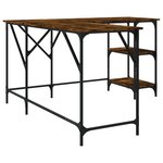 Bureau table poste de travail meuble d'ordinateur informatique étude chêne fumé 139 x 139 x 75 cm bois d'ingénierie brun 02_0023575