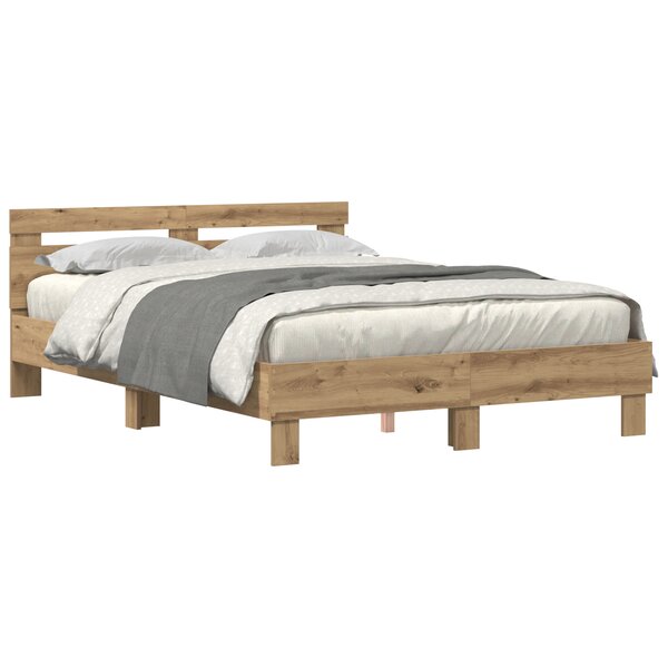 vidaXL Cadre de lit en bois Chêne artisanal Bois 150 x 200 cm