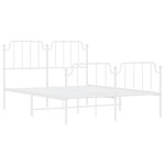 vidaXL Cadre de lit métal sans matelas et pied de lit blanc 135x190 cm