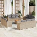 vidaXL Salon de jardin avec coussins 13 Pièces beige résine tressée