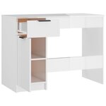 Bureau table poste de travail meuble d'ordinateur informatique étude brillant 100 x 50 x 75 cm bois d'ingénierie blanc 02_0023533